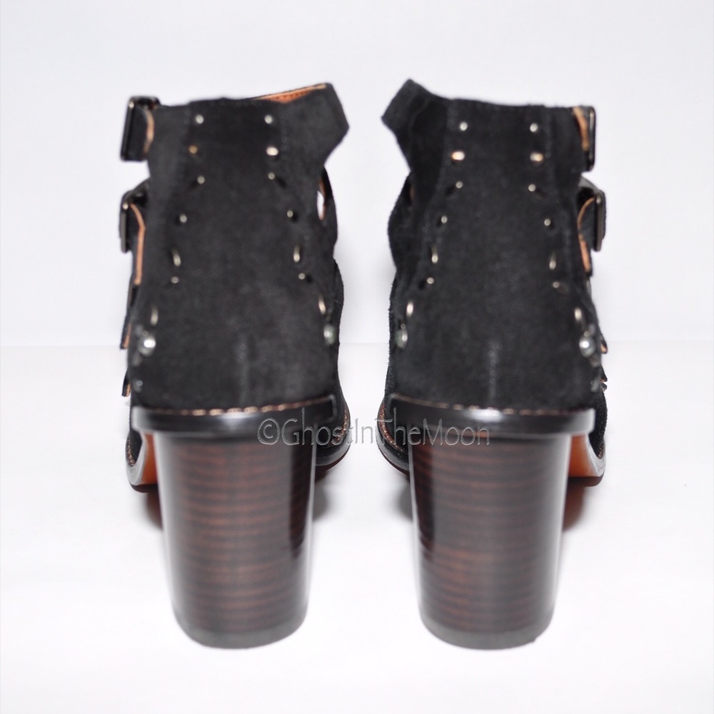 Coach Buckle Bootie Prairie Rivets Open Toe Suede - Picture 7 of 12